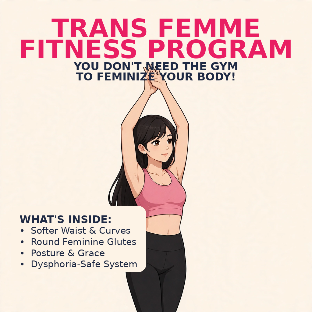 Trans Femme Fitness Program cover - posture stretch for graceful feminine movement