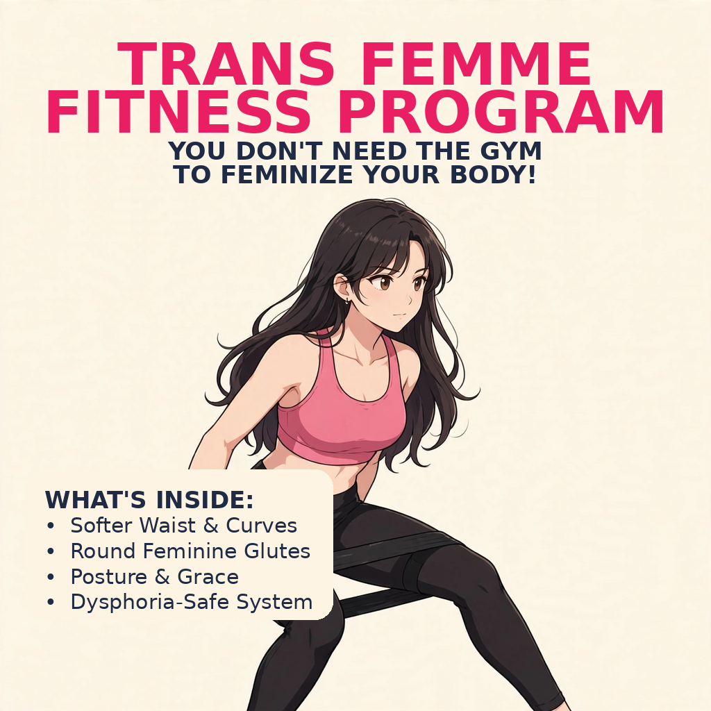 Trans Femme Fitness Program cover - resistance band workout to feminize your body at home
