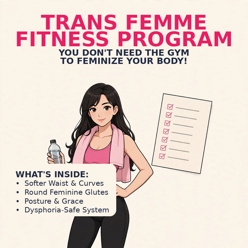 Trans Femme Fitness Program cover - progress tracker for your feminization fitness journey