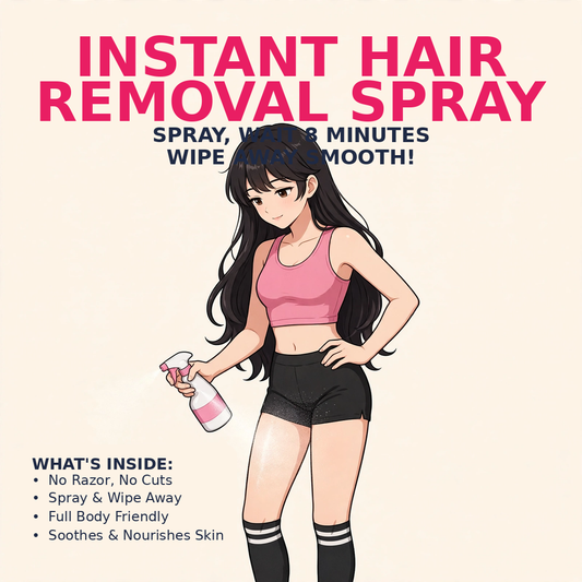 Woman using KetchBeauty Instant Hair Removal Spray on leg - no razor needed