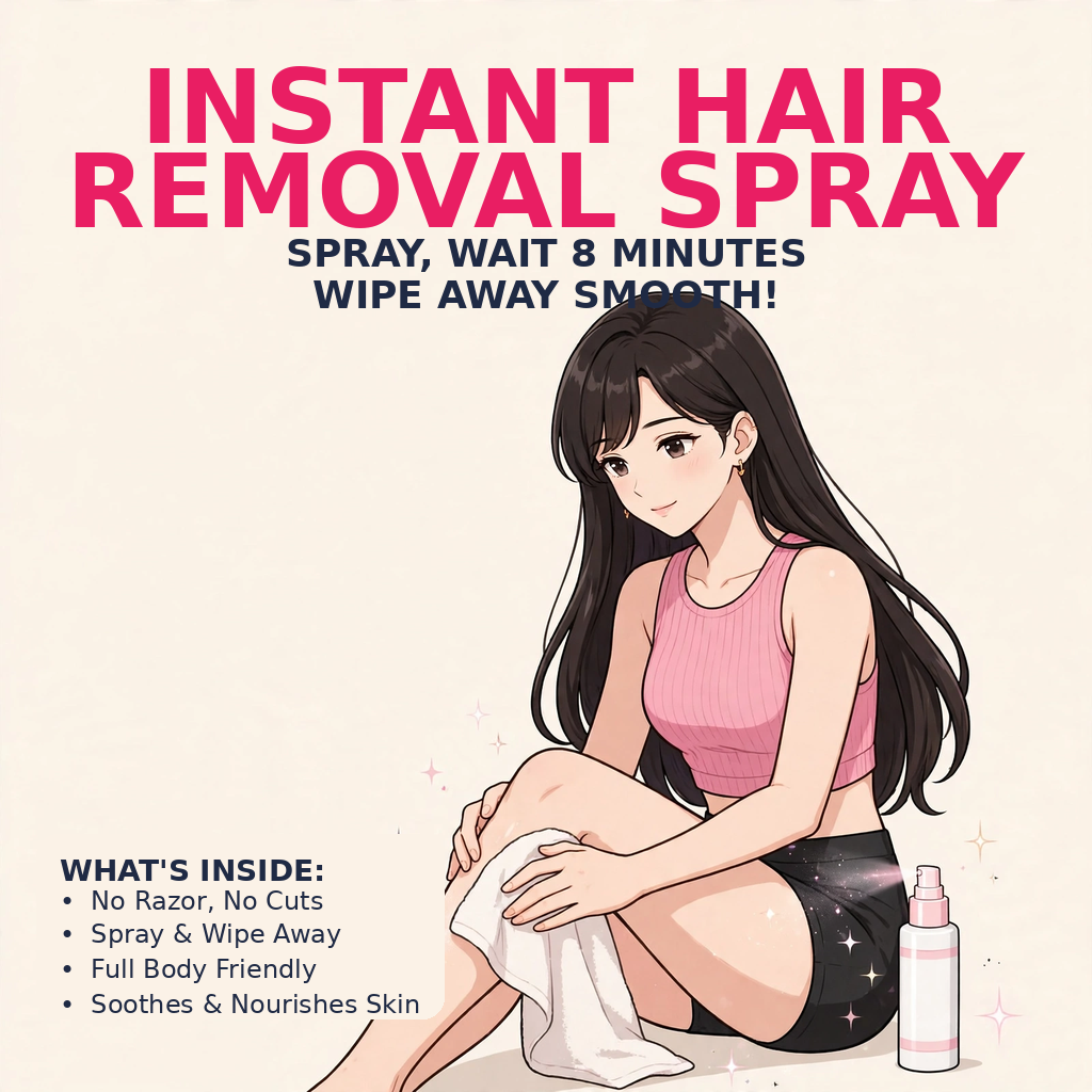 Wiping leg smooth after using KetchBeauty Hair Removal Spray