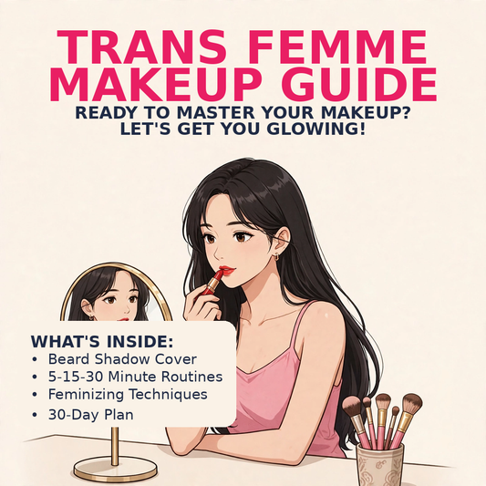 Trans woman applying lipstick at vanity - Complete Makeup Guide for Trans Women | KetchBeauty
